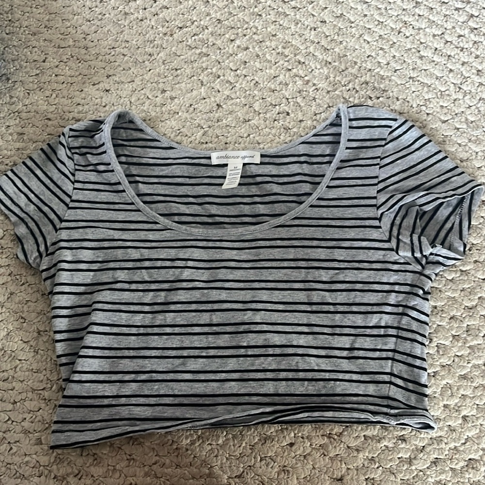 Black and grey stripped crop top